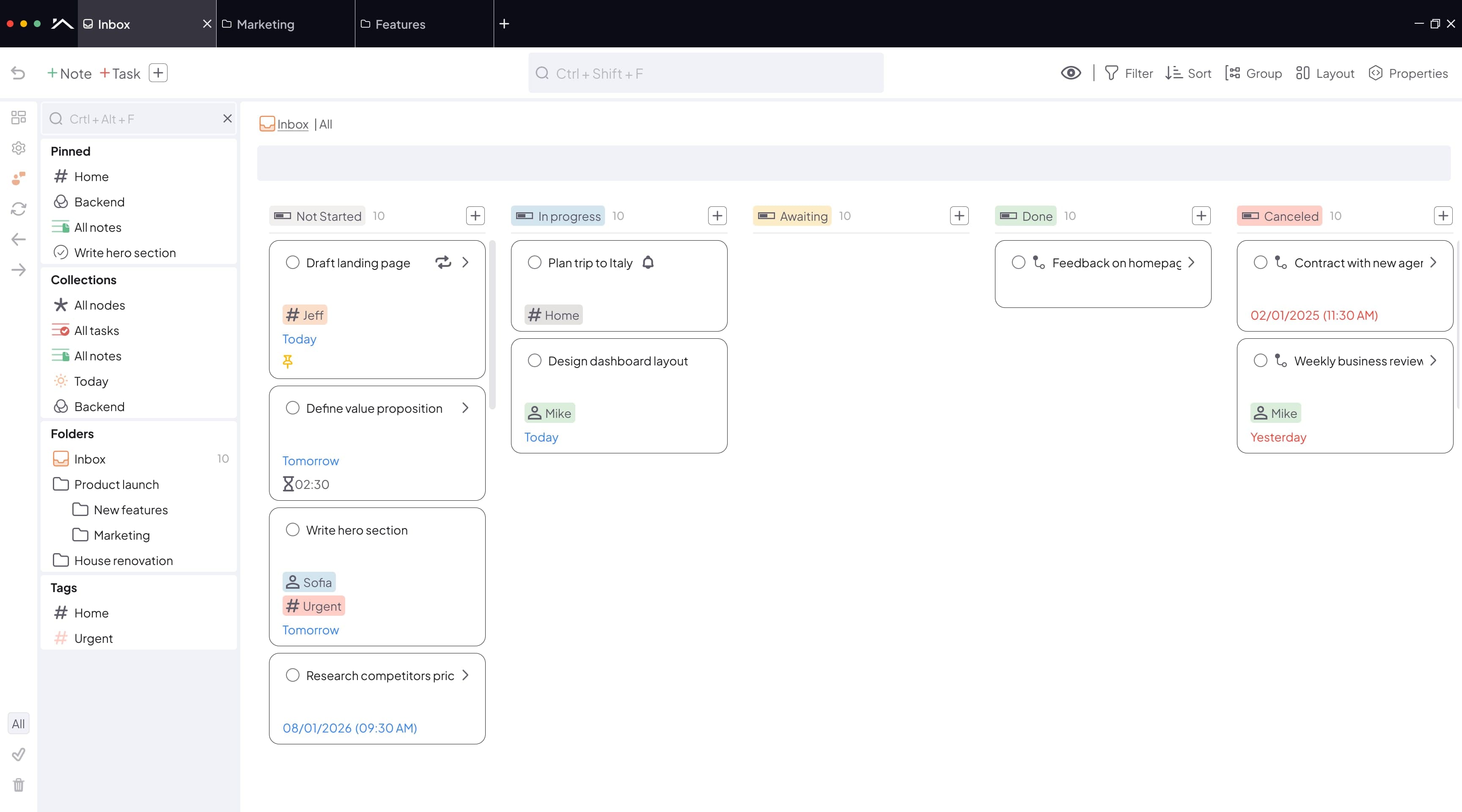 Myndo desktop — Board view